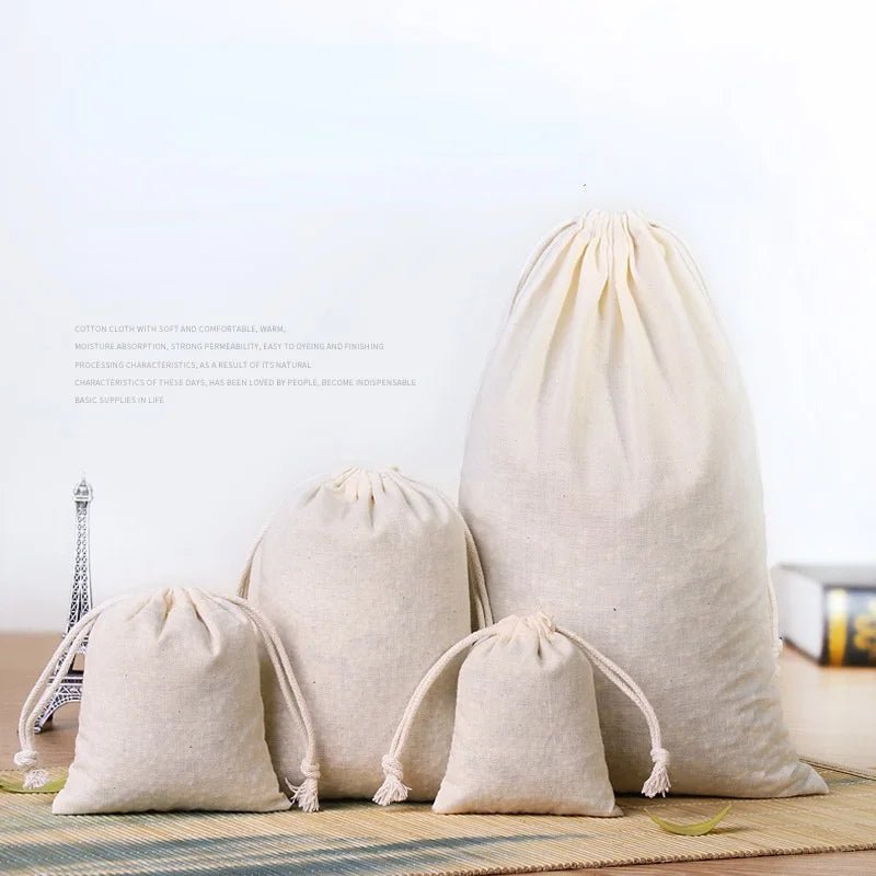 10Pcs Cotton Gift Bags Drawstring Pouches For Jewelry Packaging Linen Burlap Eco