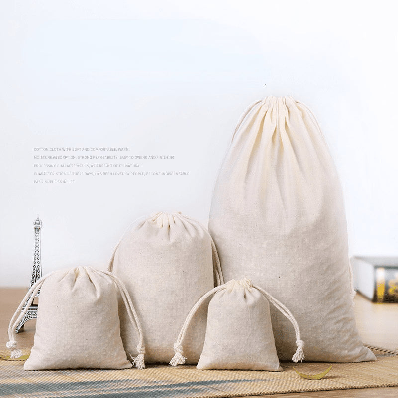 10Pcs Cotton Gift Bags Drawstring Pouches For Jewelry Packaging Linen Burlap Eco