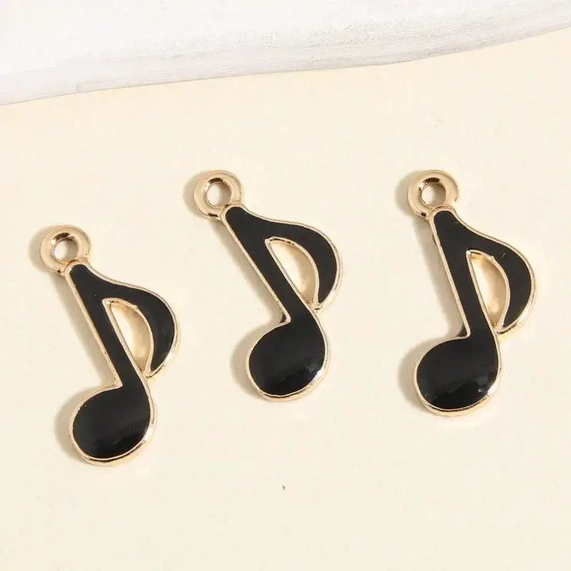 Black enamel music note charms for DIY jewelry, OurLum.com accessories