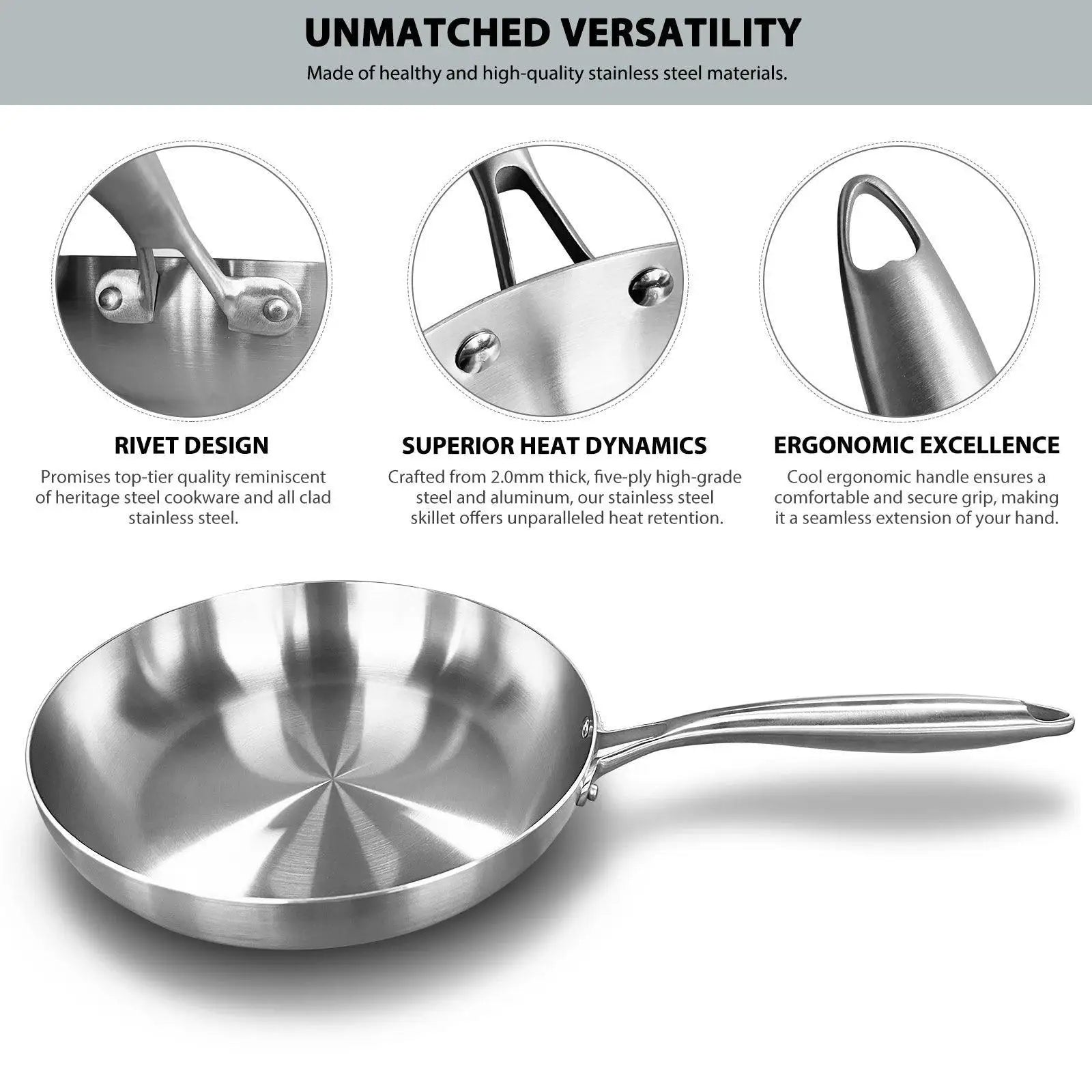11 Inch Nonstick 304 Stainless Steel Frying Pan Eco Friendly