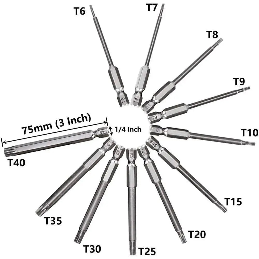11 Piece Magnetic Tamper Proof Torx Screwdriver Bit Set