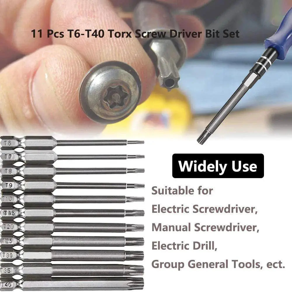 11 Piece Magnetic Tamper Proof Torx Screwdriver Bit Set