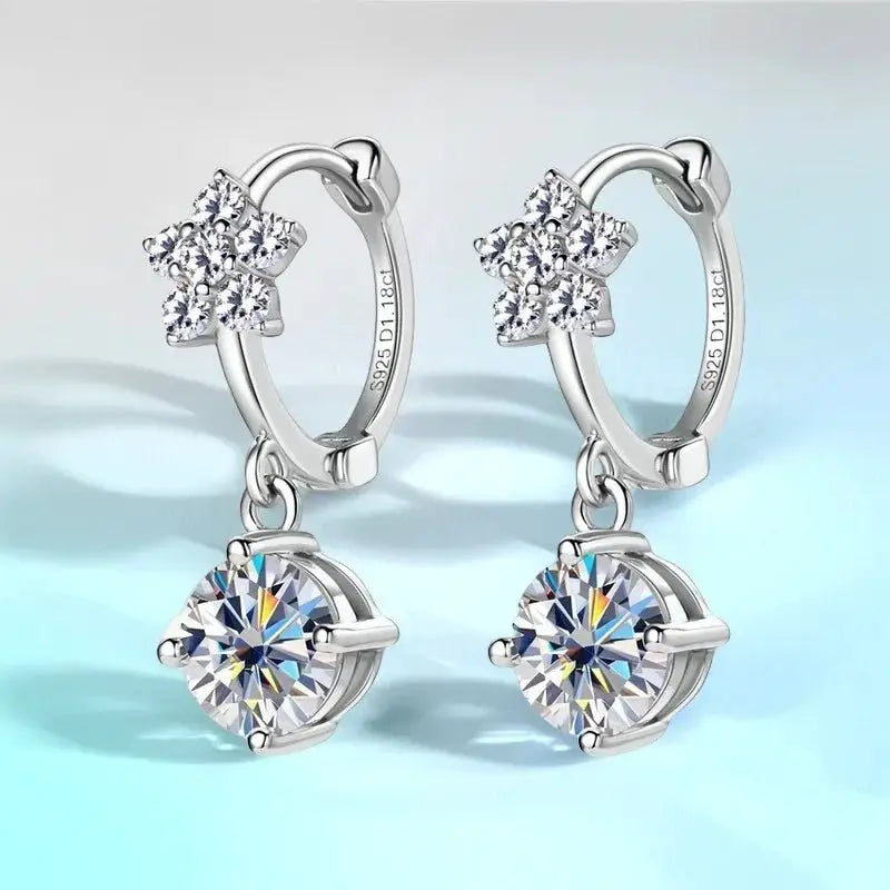 1.18 Carat S925 Silver Fringe Clips Moissanite Earrings