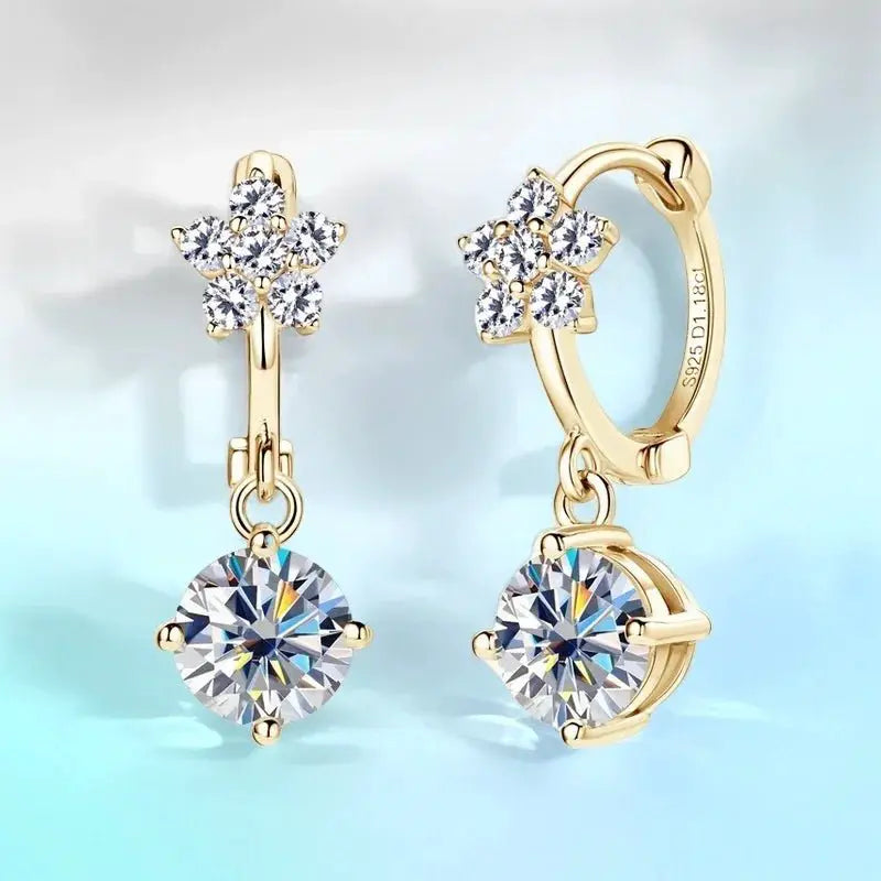 1.18 Carat S925 Silver Fringe Clips Moissanite Earrings