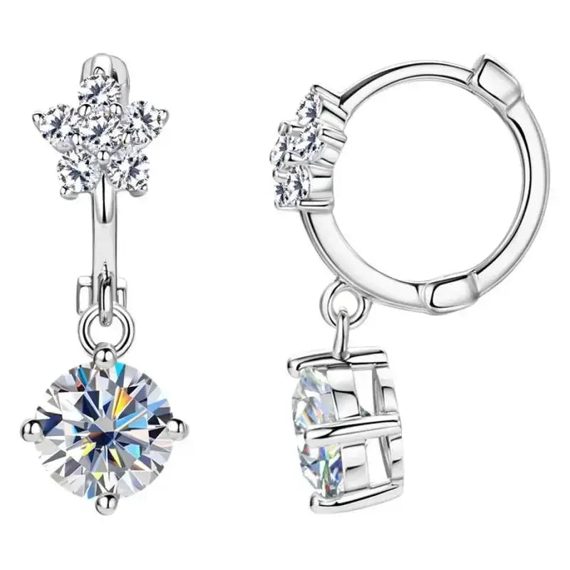 1.18 Carat S925 Silver Fringe Clips Moissanite Earrings