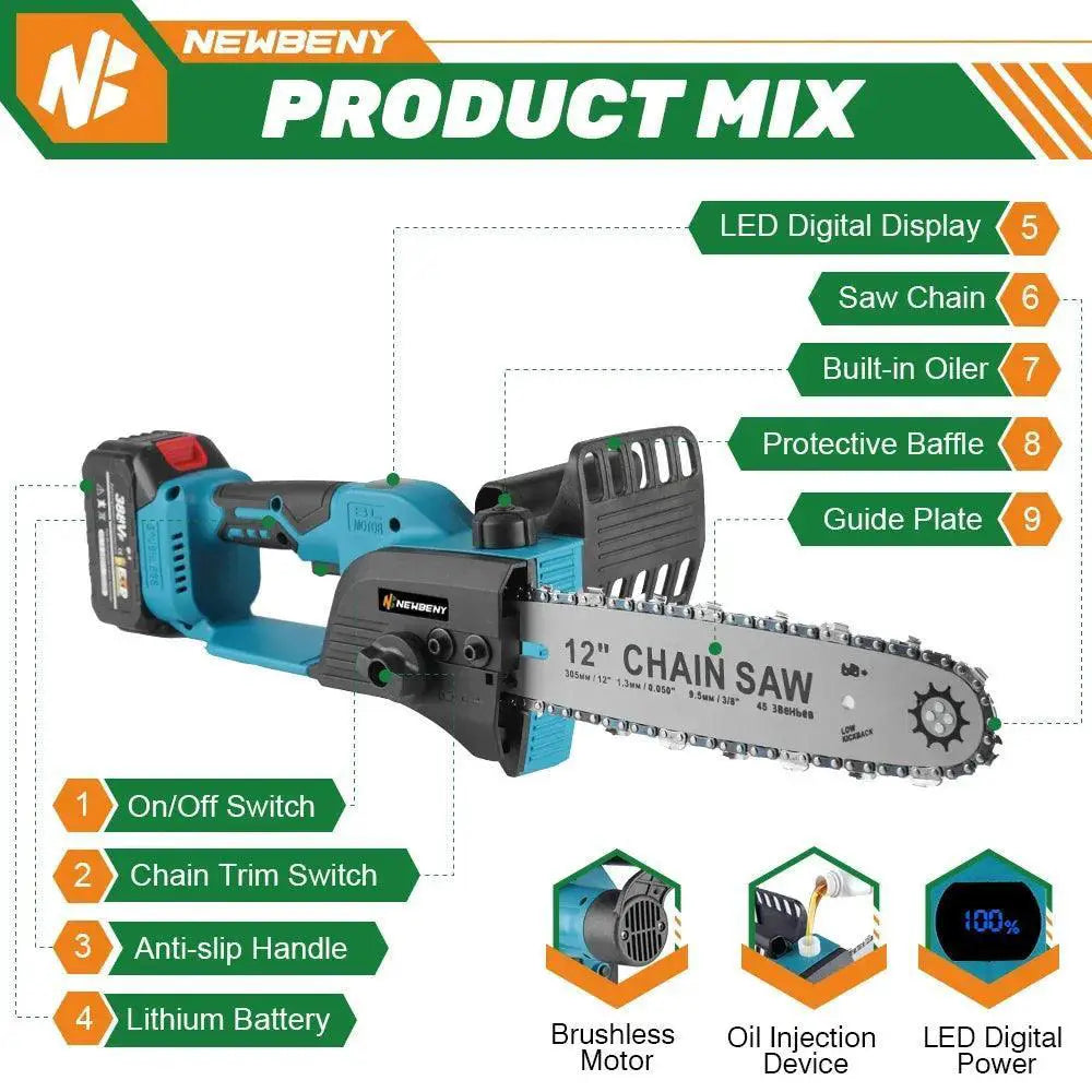 12 Inch Brushless Electric Saw With Oiler Cordless Tool - OurLum.com