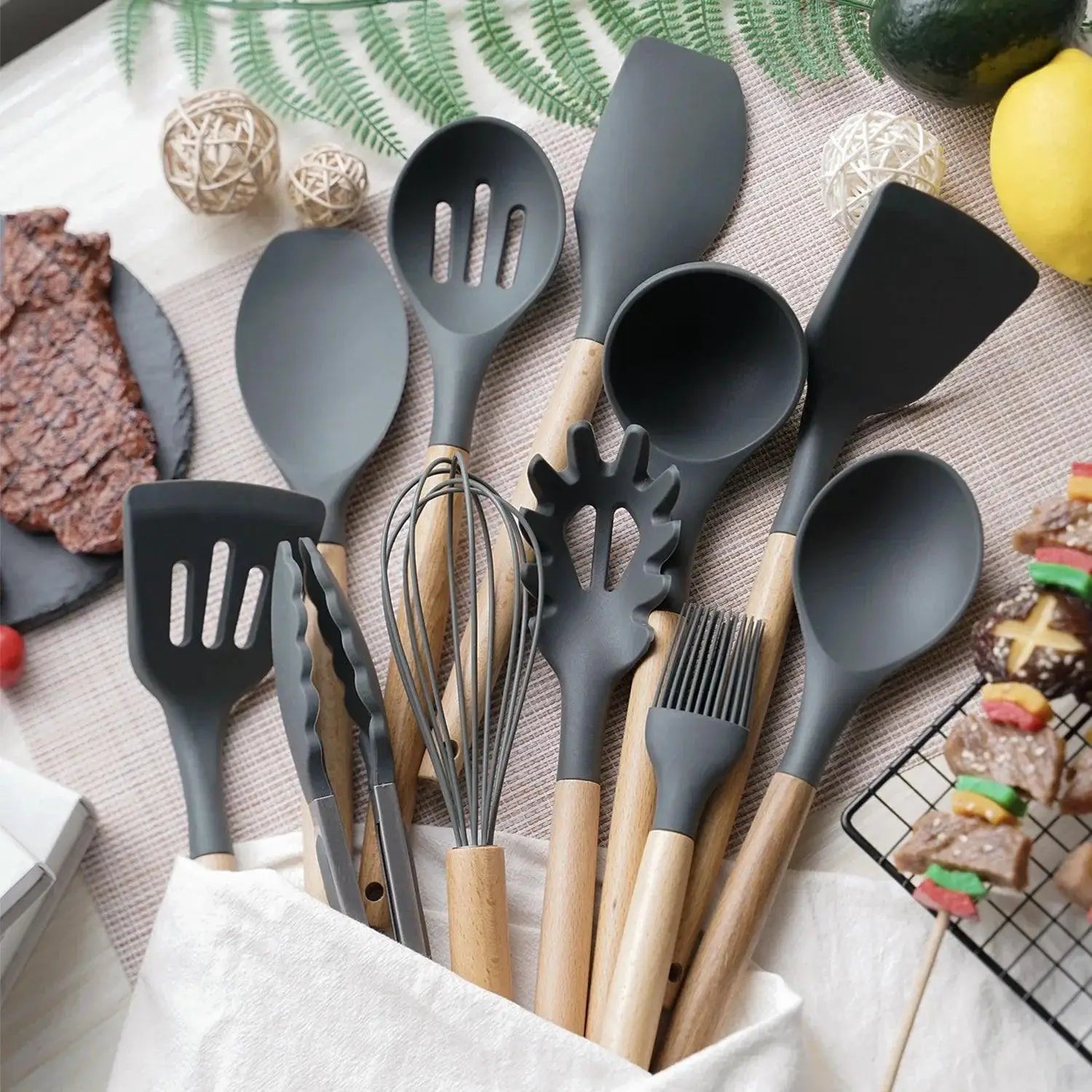 Eco Friendly 12 Piece Nonstick Silicone Kitchen Utensil Set