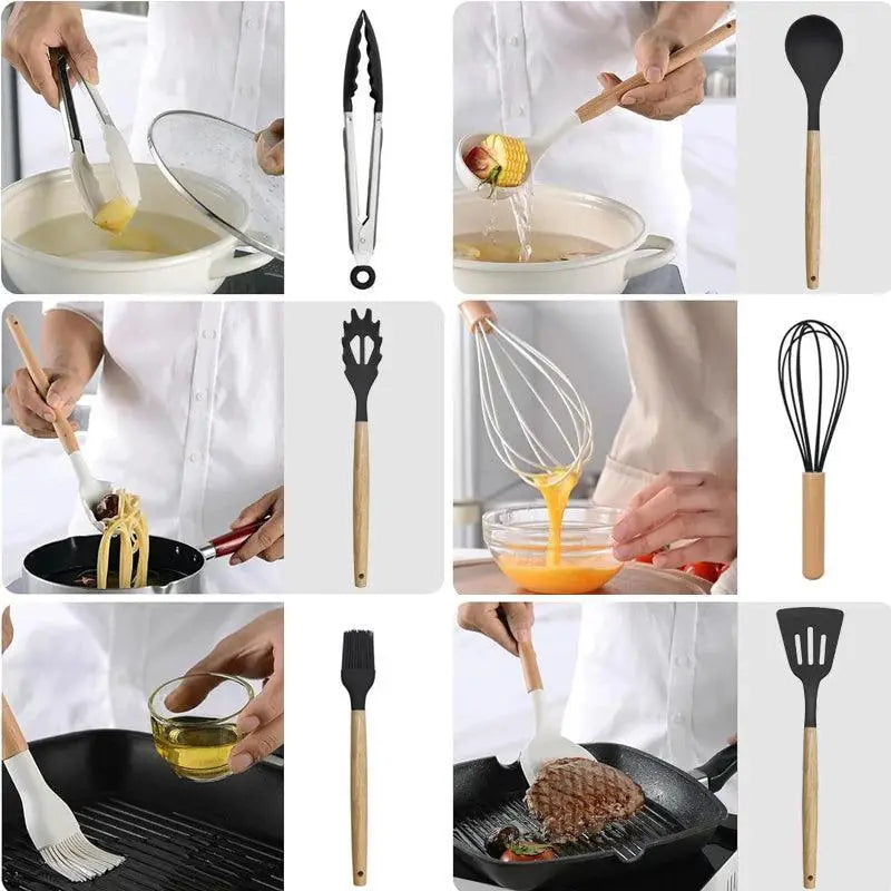12 Piece Heat Resistant Silicone Kitchen Utensils Set