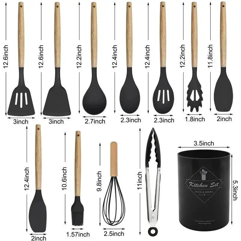 12 Piece Heat Resistant Silicone Kitchen Utensils Set