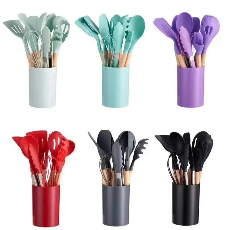 Kitchen Utensils Set 12 Piece Nonstick Silicone With Handles