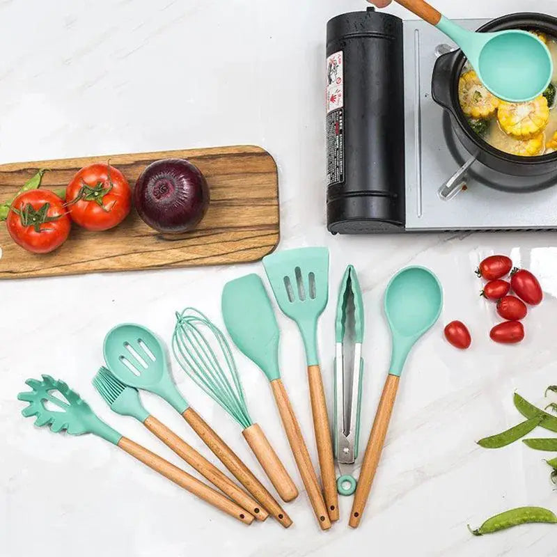 Kitchen Utensils Set 12 Piece Nonstick Silicone With Handles
