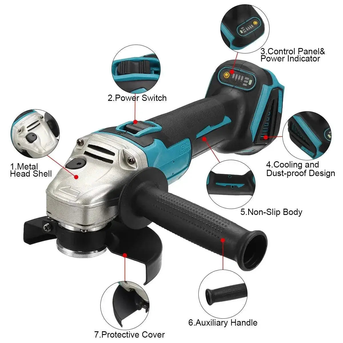125mm Cordless Brushless Angle Grinder for Makita 18V