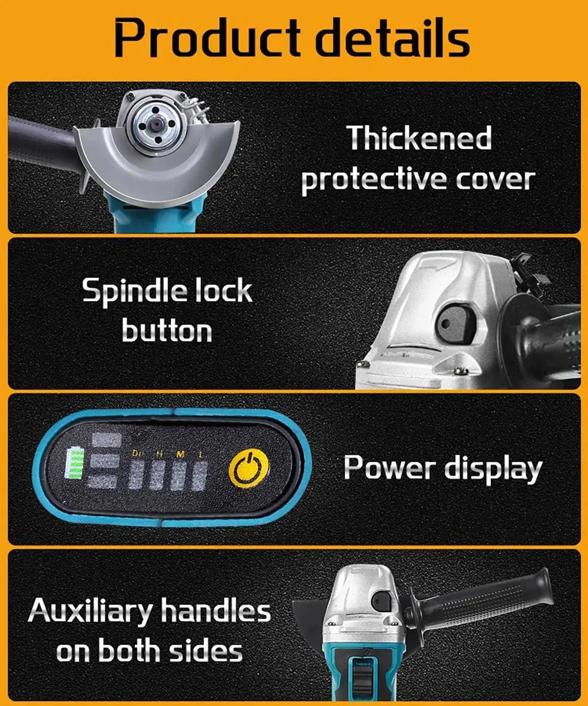 125mm Cordless Brushless Angle Grinder for Makita 18V