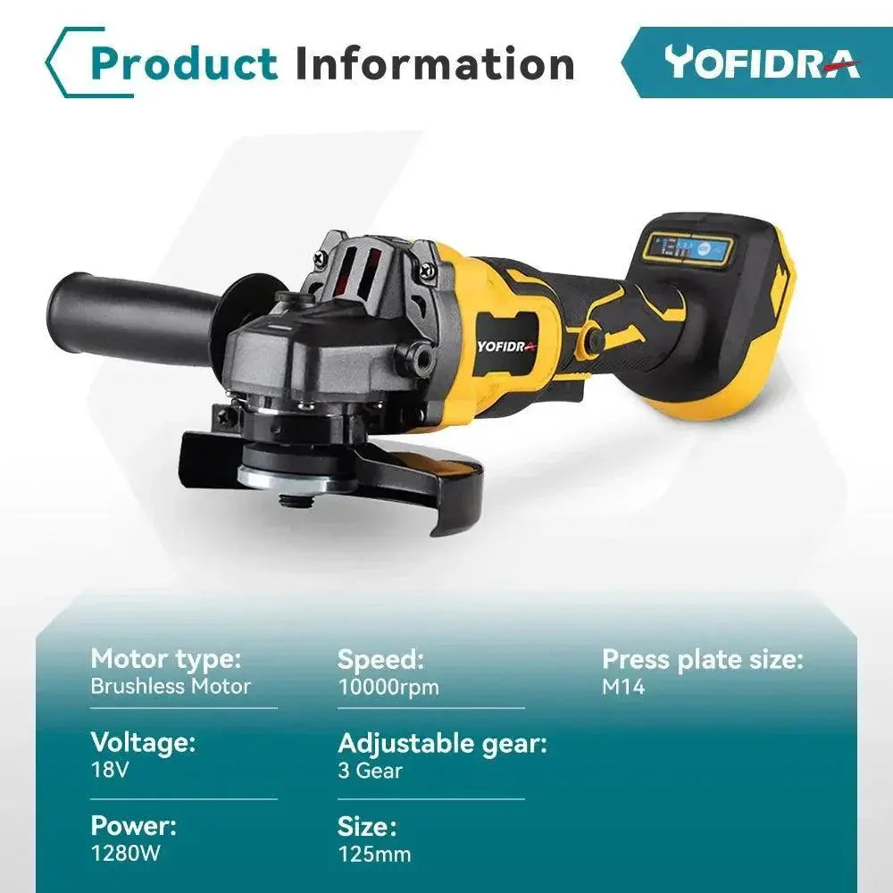 125mm M14 Brushless Electric Angle Grinder Variable Speed