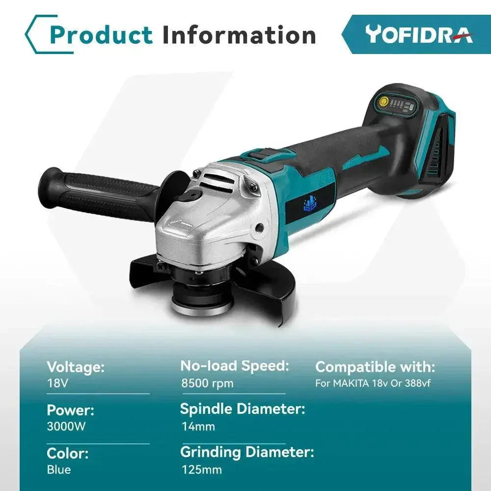 125mm M14 Brushless Electric Angle Grinder Variable Speed