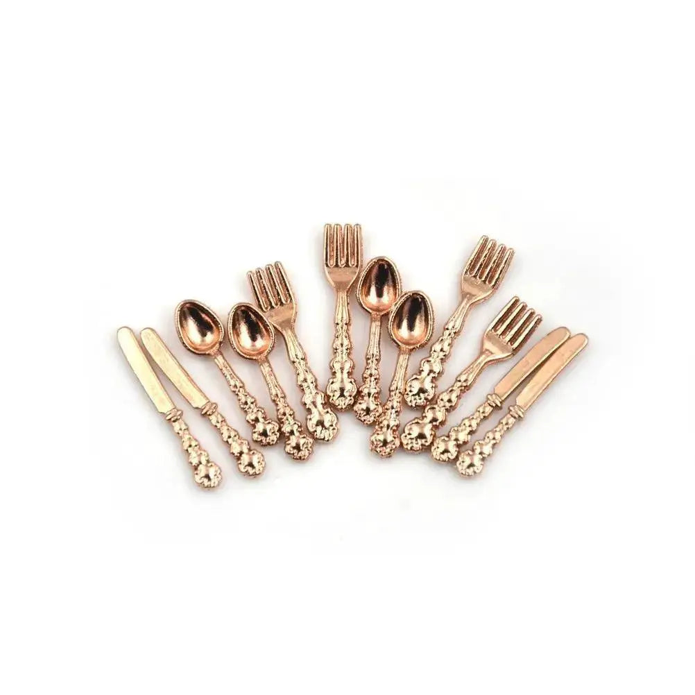 Mini Cutlery Set Metal To Scale Dollhouse Dining — product view 9