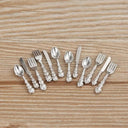 12Pcs Mini Cutlery Set Metal 1 To 12 Scale Dollhouse Dining