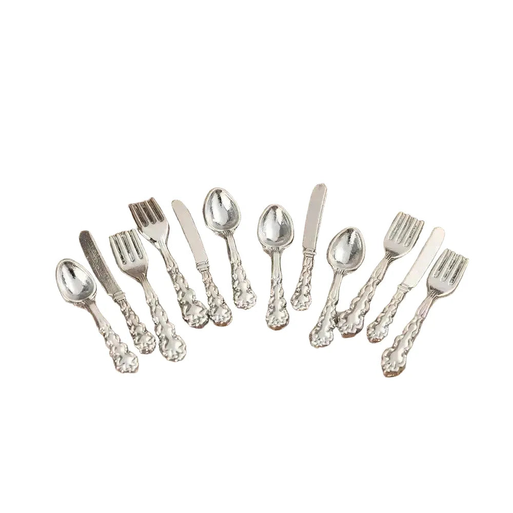 Mini Cutlery Set Metal To Scale Dollhouse Dining — product view 1
