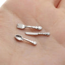 12Pcs Mini Cutlery Set Metal 1 To 12 Scale Dollhouse Dining