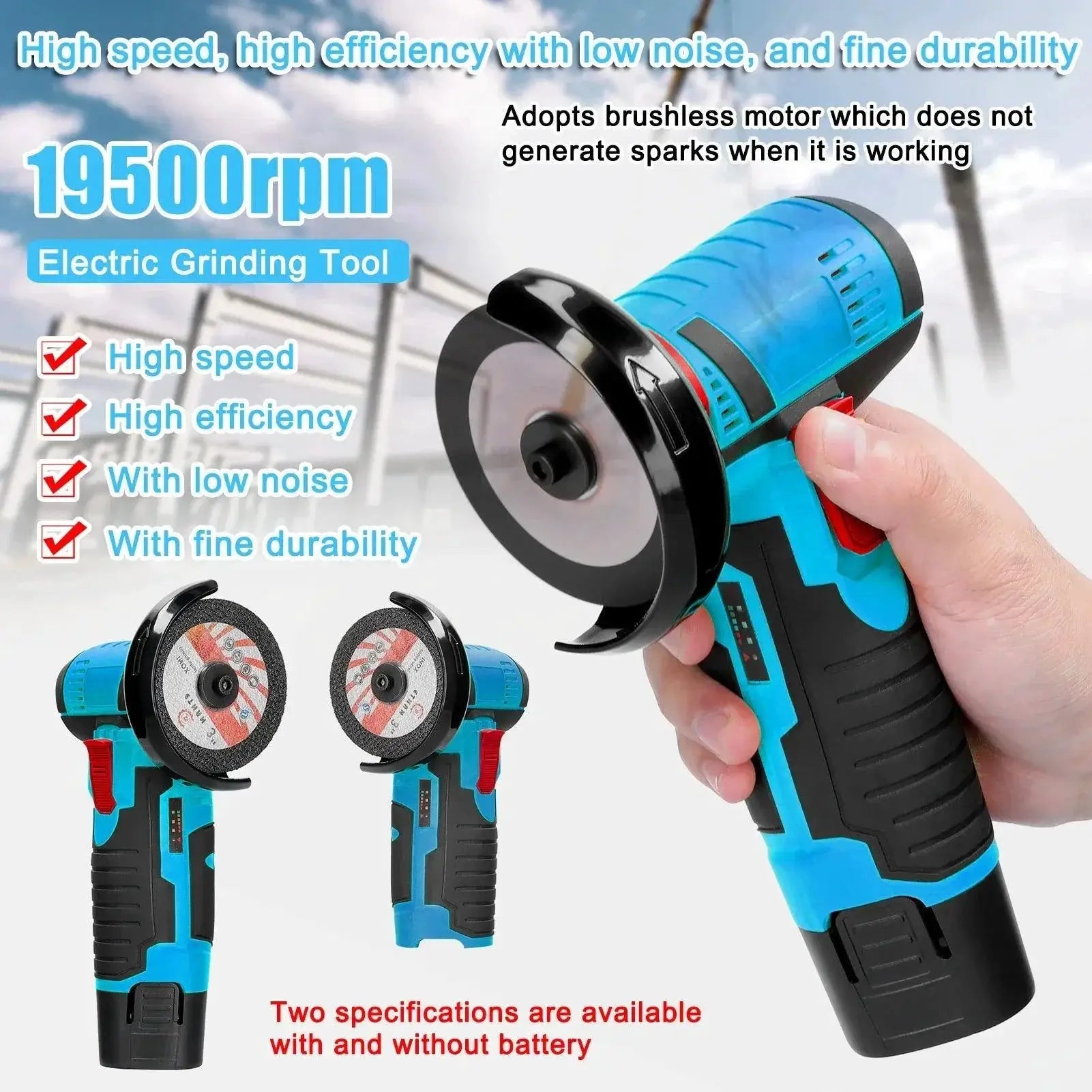 12V Cordless Angle Grinder 800W Mini Power Tool Professional