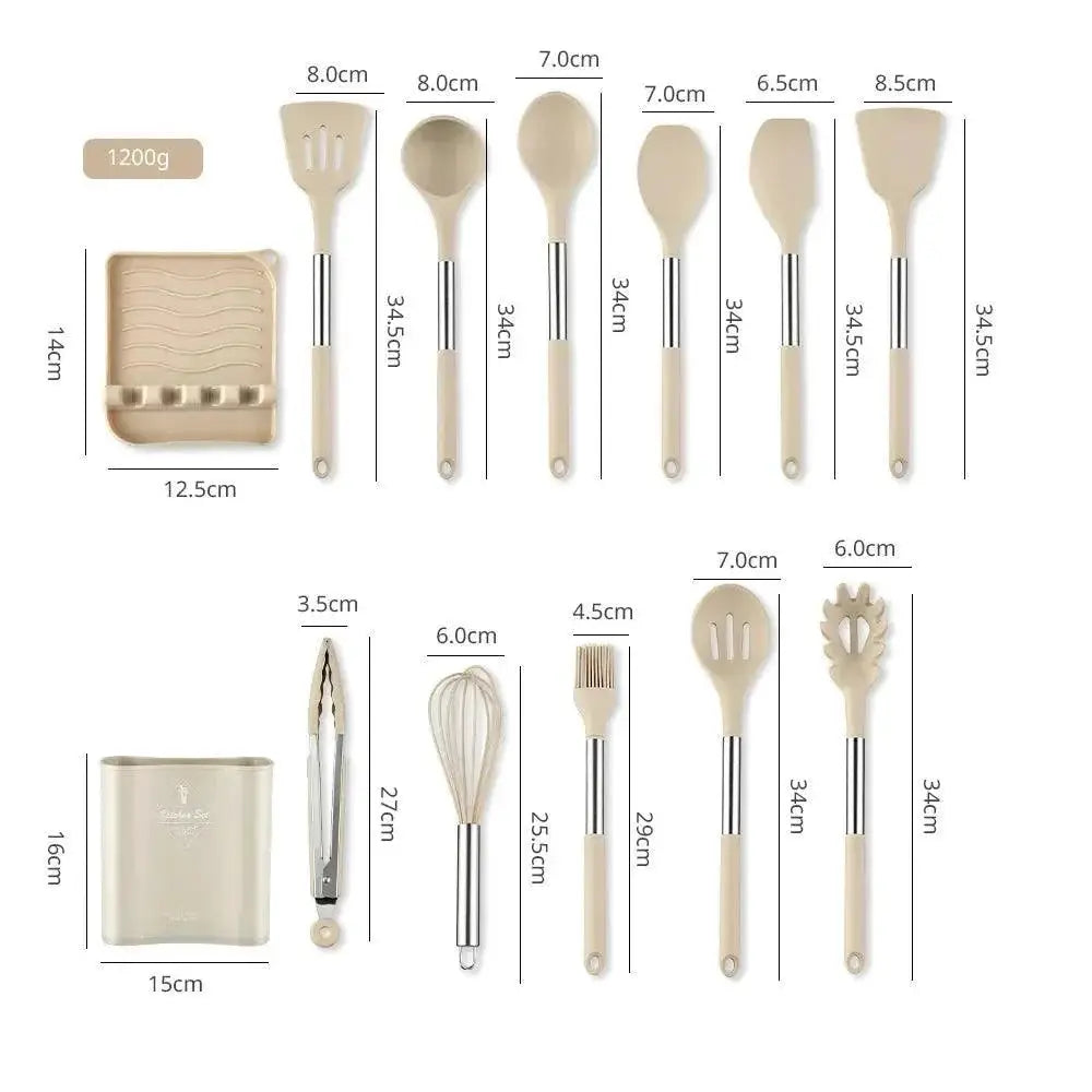 13 Piece Eco Friendly Silicone Kitchen Utensil Set Cooking