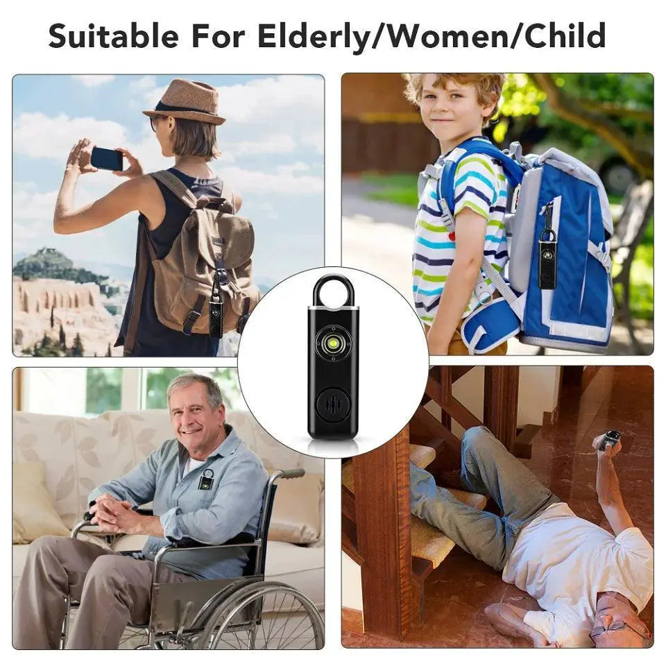 130dB Siren Keychain Alarm Flashlight For Women Self Defense
