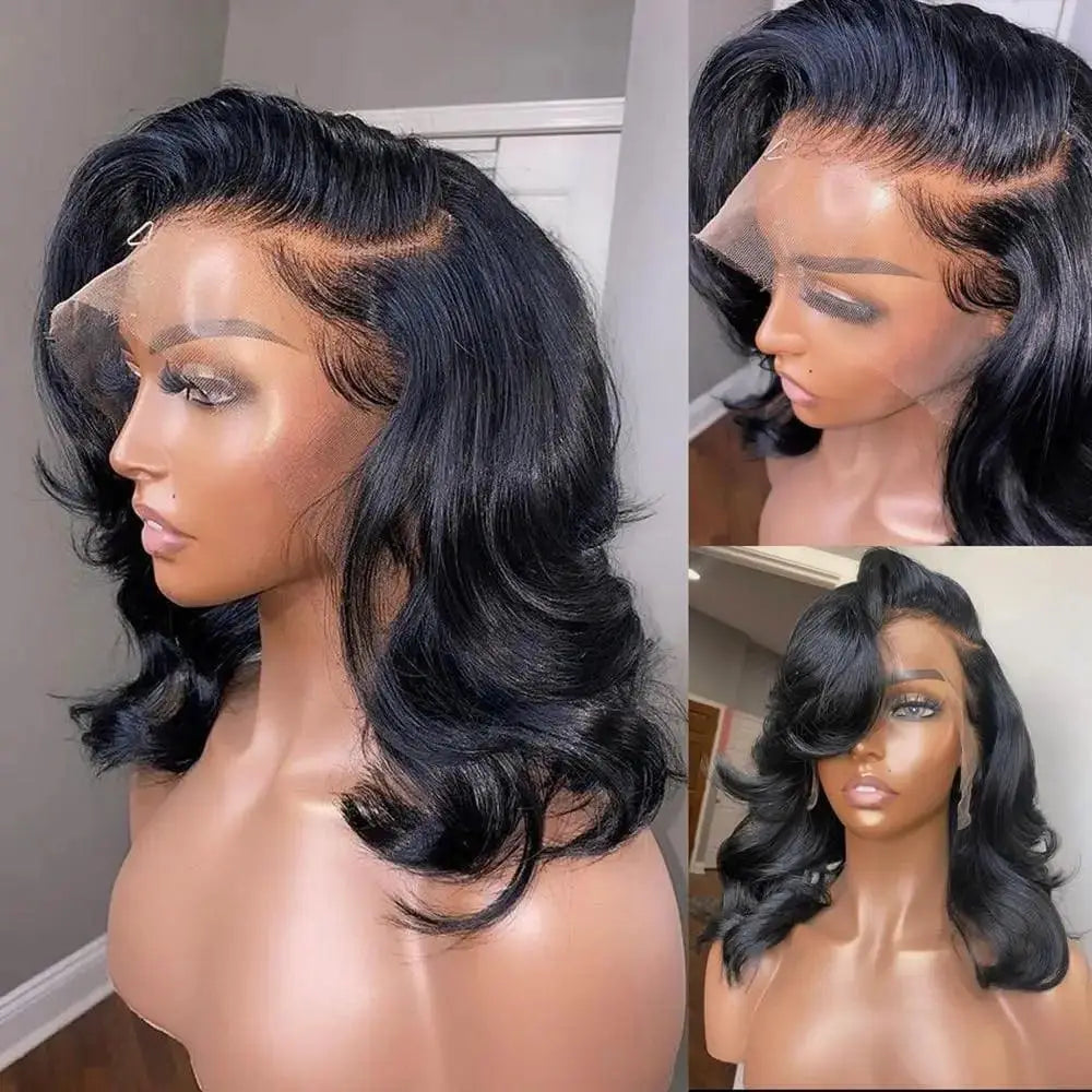 13x4 Pre Plucked Body Wave Bob Wig HD Lace Front Remy Hair