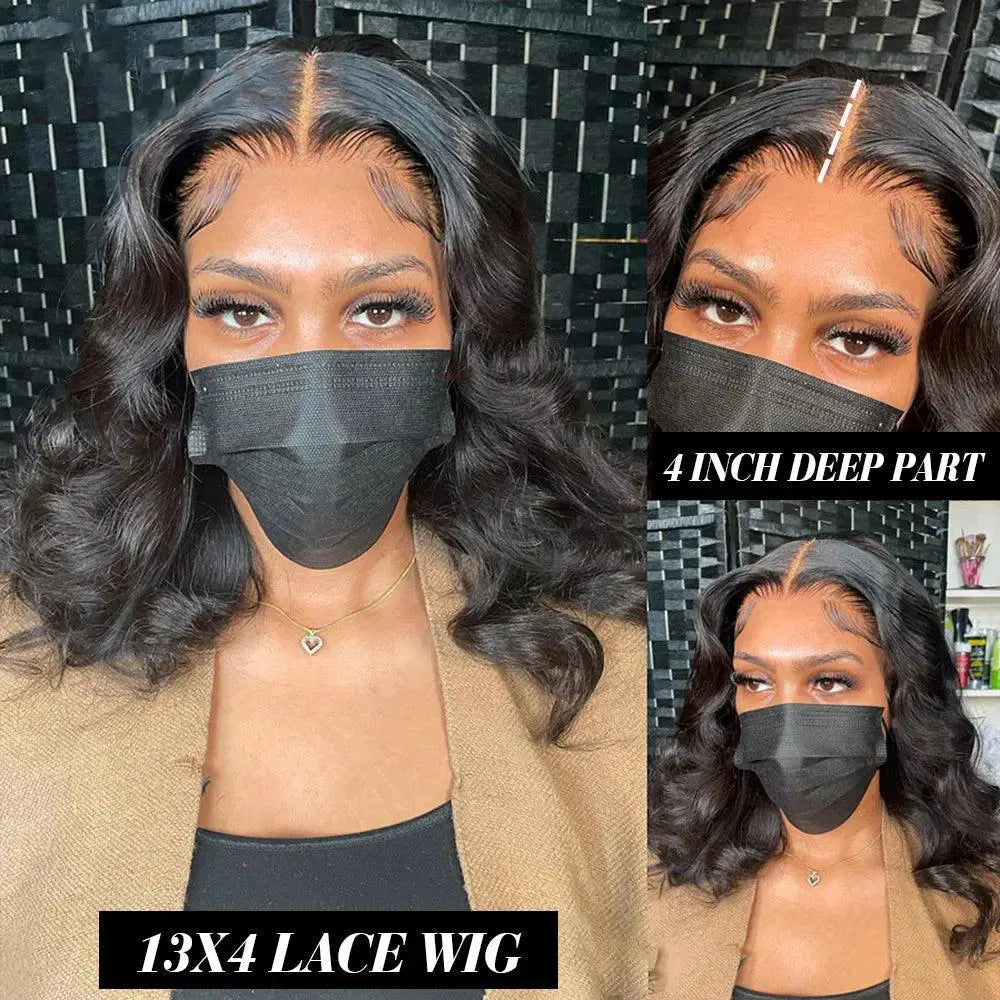 13x4 Pre Plucked Body Wave Bob Wig HD Lace Front Remy Hair