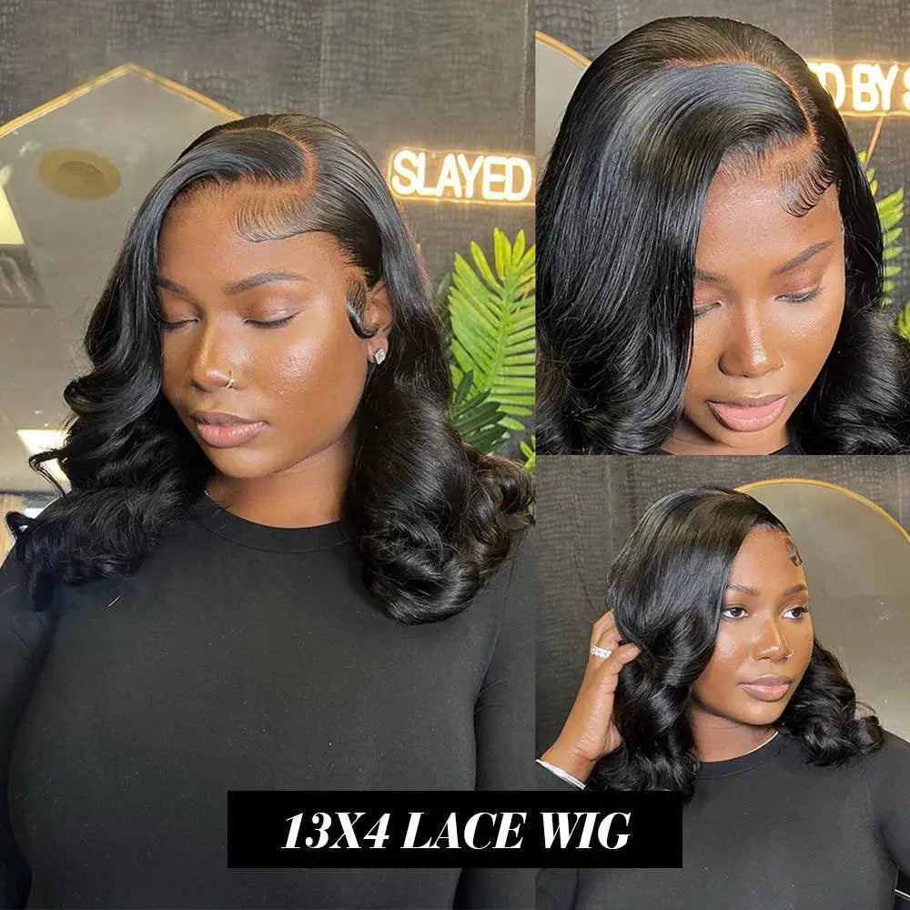 13x4 Pre Plucked Body Wave Bob Wig HD Lace Front Remy Hair