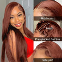 13x6 Reddish Brown Lace Front Human Hair Wig Pre Plucked