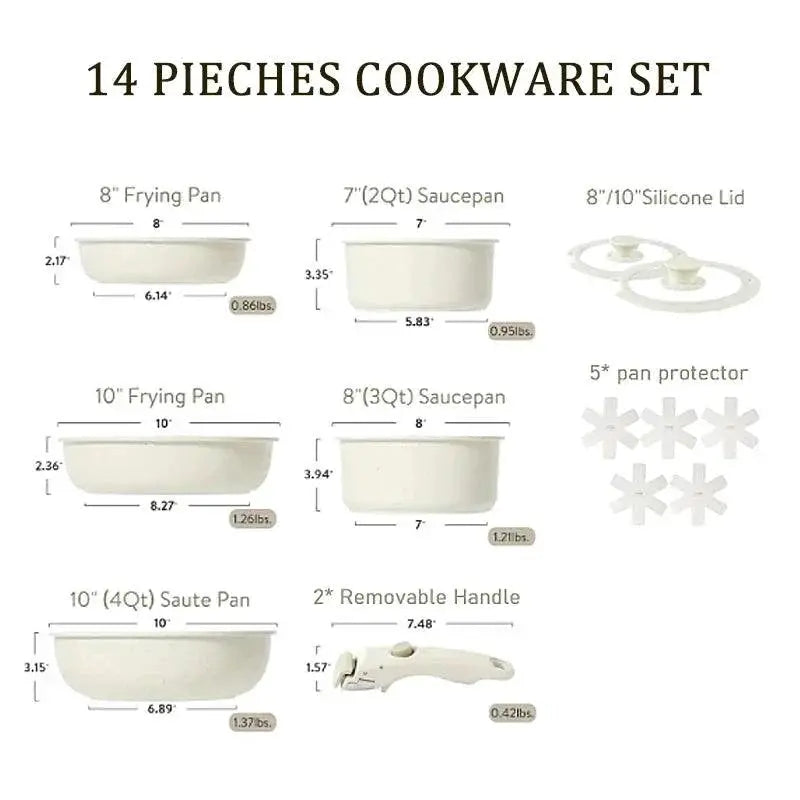 14 Piece Nonstick Aluminum Cookware Set With Glass Lids