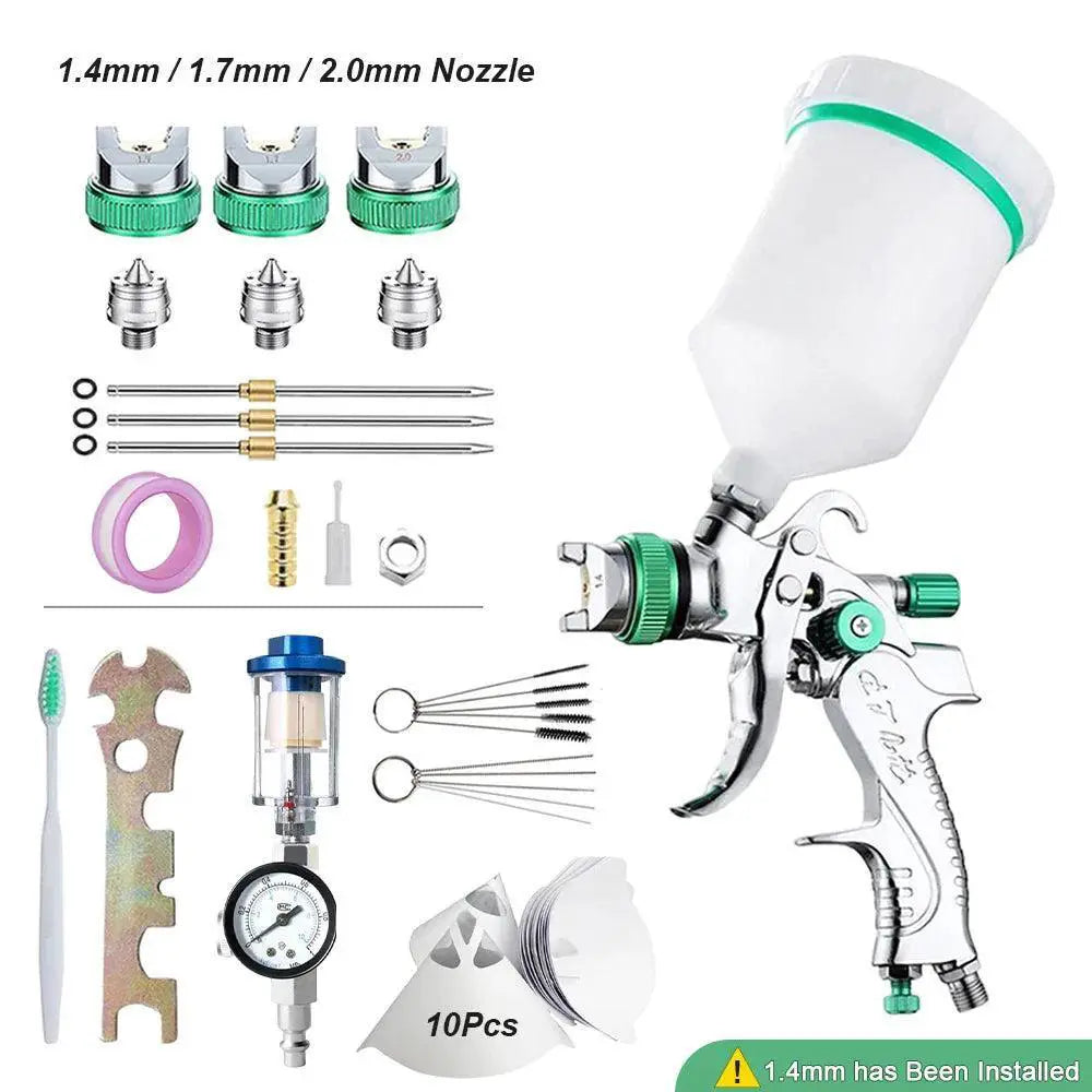 1.4/1.7/2.0/2.5mm 600ml HVLP Spray Gun With Regulator Tool - OurLum.com