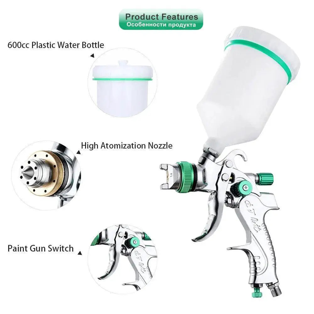 1.4/1.7/2.0/2.5mm 600ml HVLP Spray Gun With Regulator Tool - OurLum.com