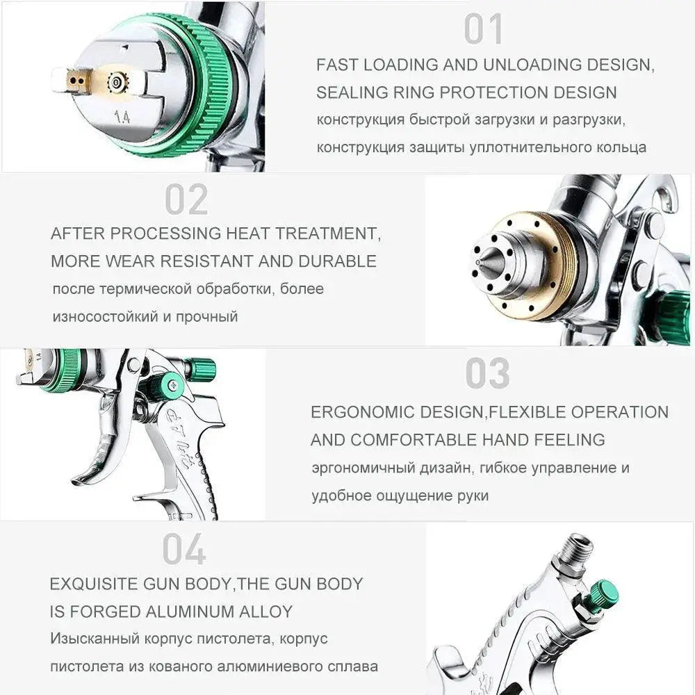 1.4/1.7/2.0/2.5mm 600ml HVLP Spray Gun With Regulator Tool - OurLum.com