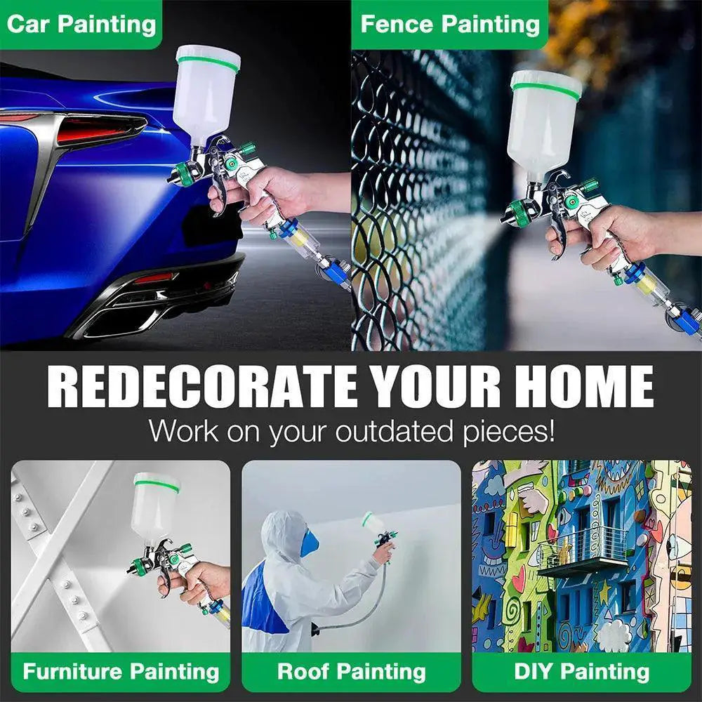 1.4/1.7/2.0/2.5mm 600ml HVLP Spray Gun With Regulator Tool - OurLum.com