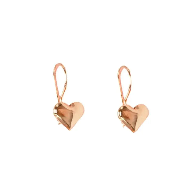 14K Rose Gold Heart Shaped Drop Earrings For Women