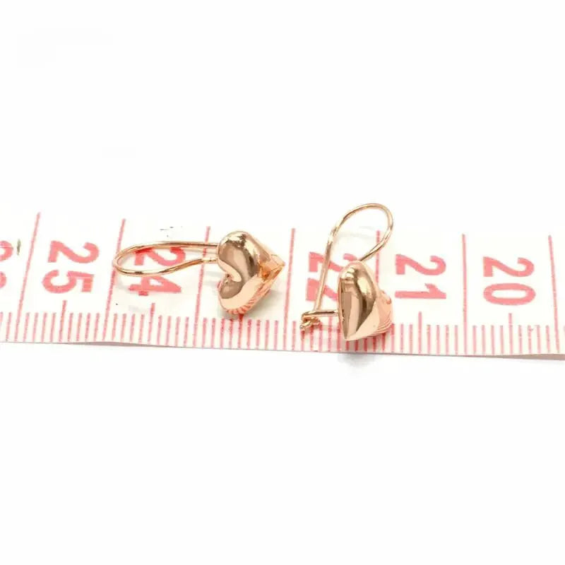 14K Rose Gold Heart Shaped Drop Earrings For Women