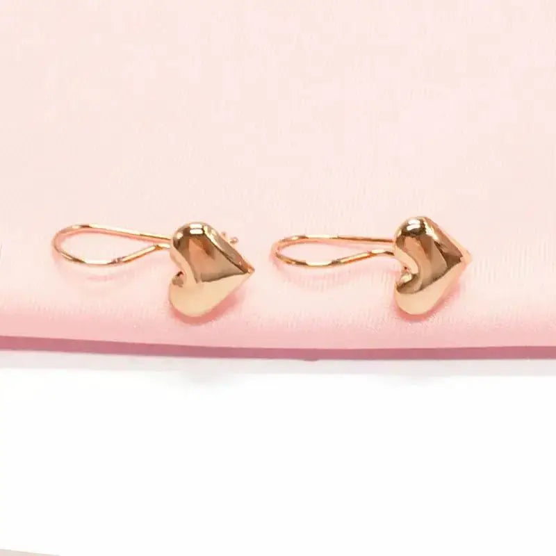 14K Rose Gold Heart Shaped Drop Earrings For Women