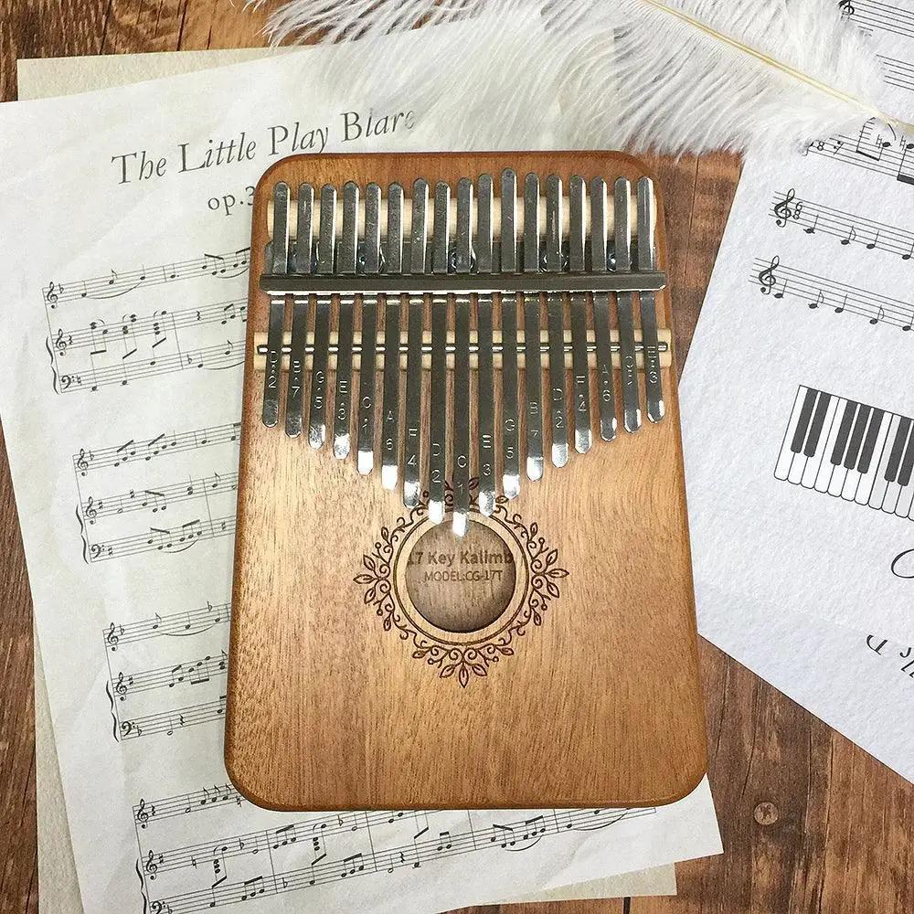 17 Key Solid Wood Kalimba Thumb Piano With Learning Guide