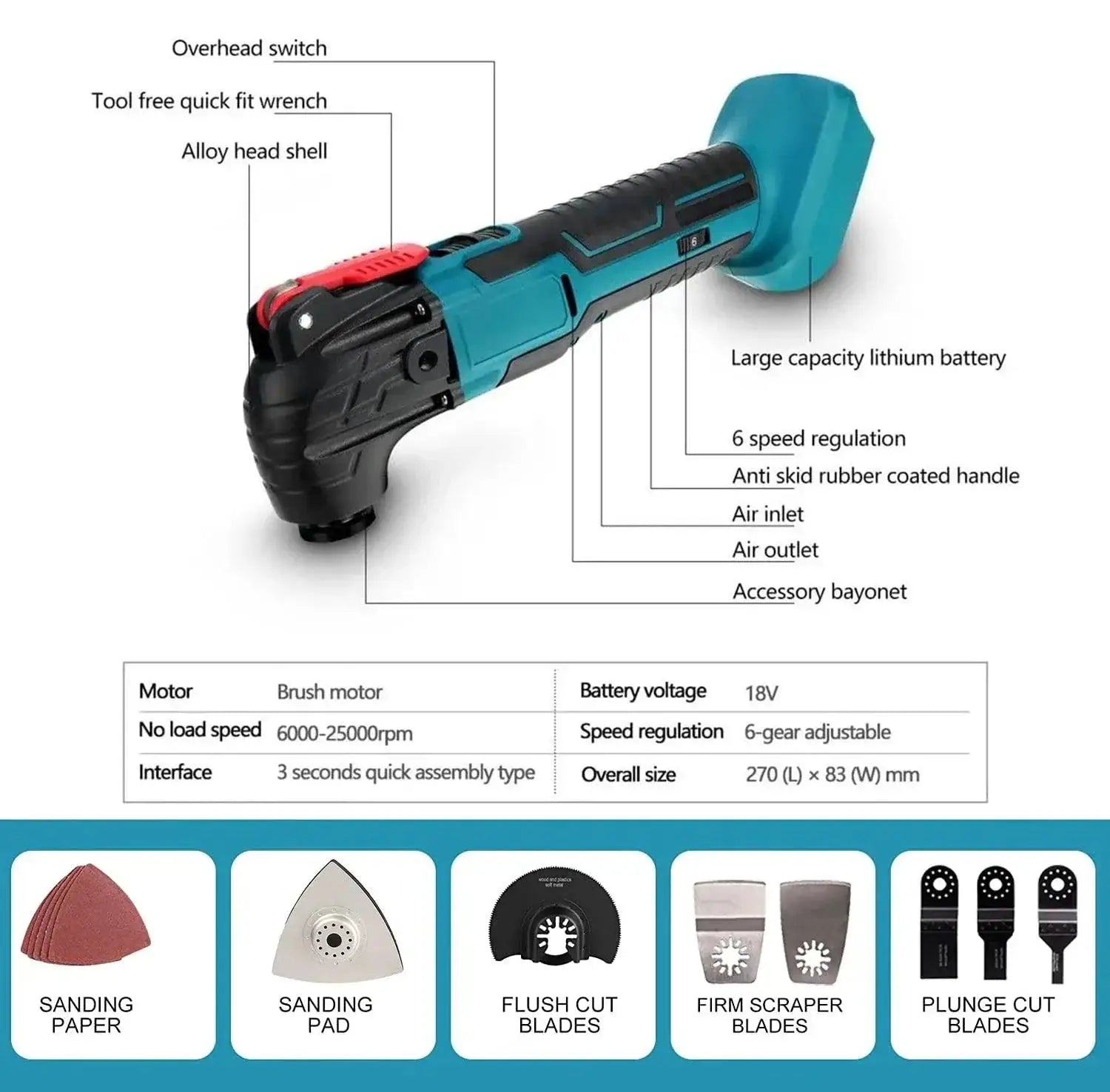 170W Electric Cordless Oscillator Pruning Saw Makita Battery