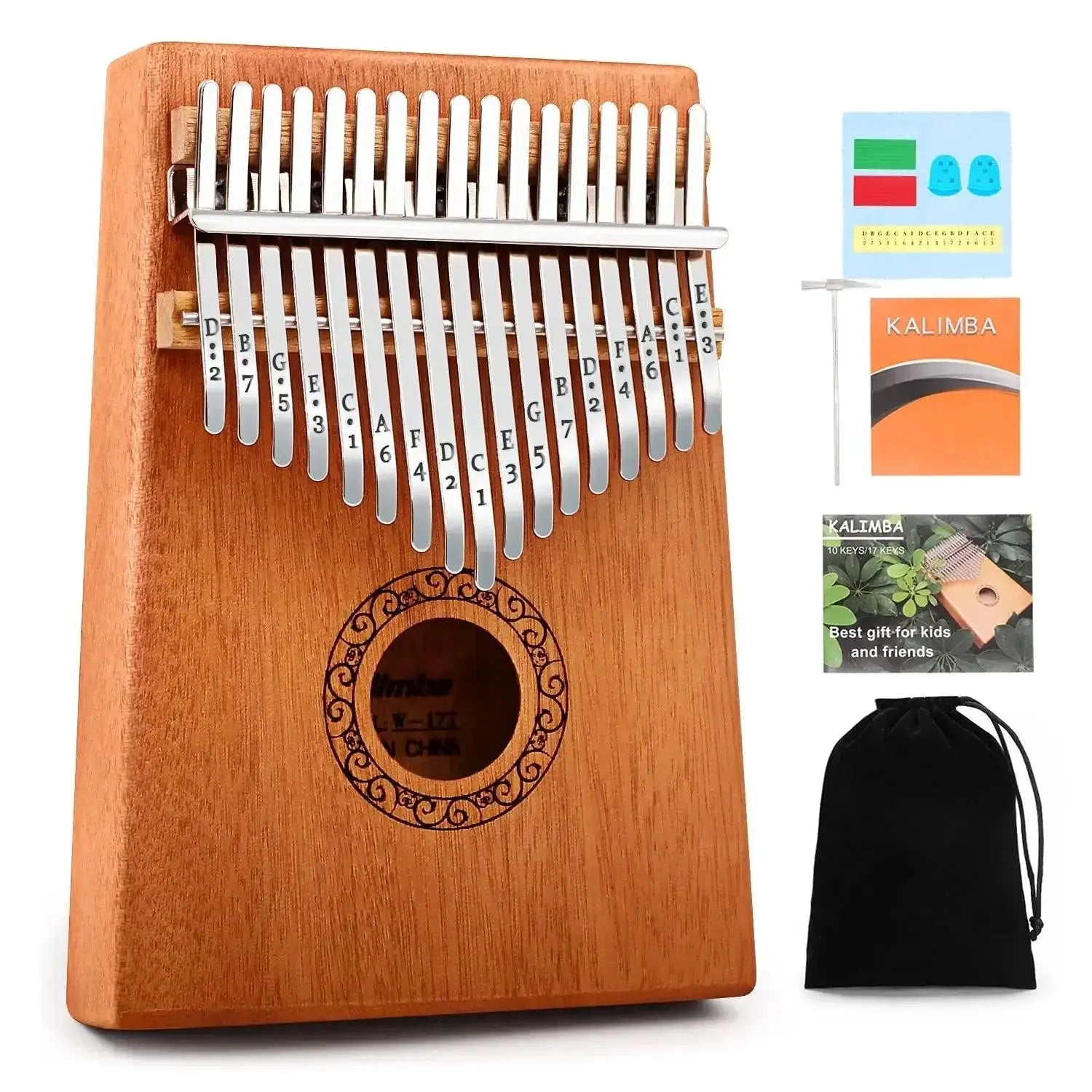 Kalimba Thumb Piano 17 21 Keys Portable Music Gift Bundle