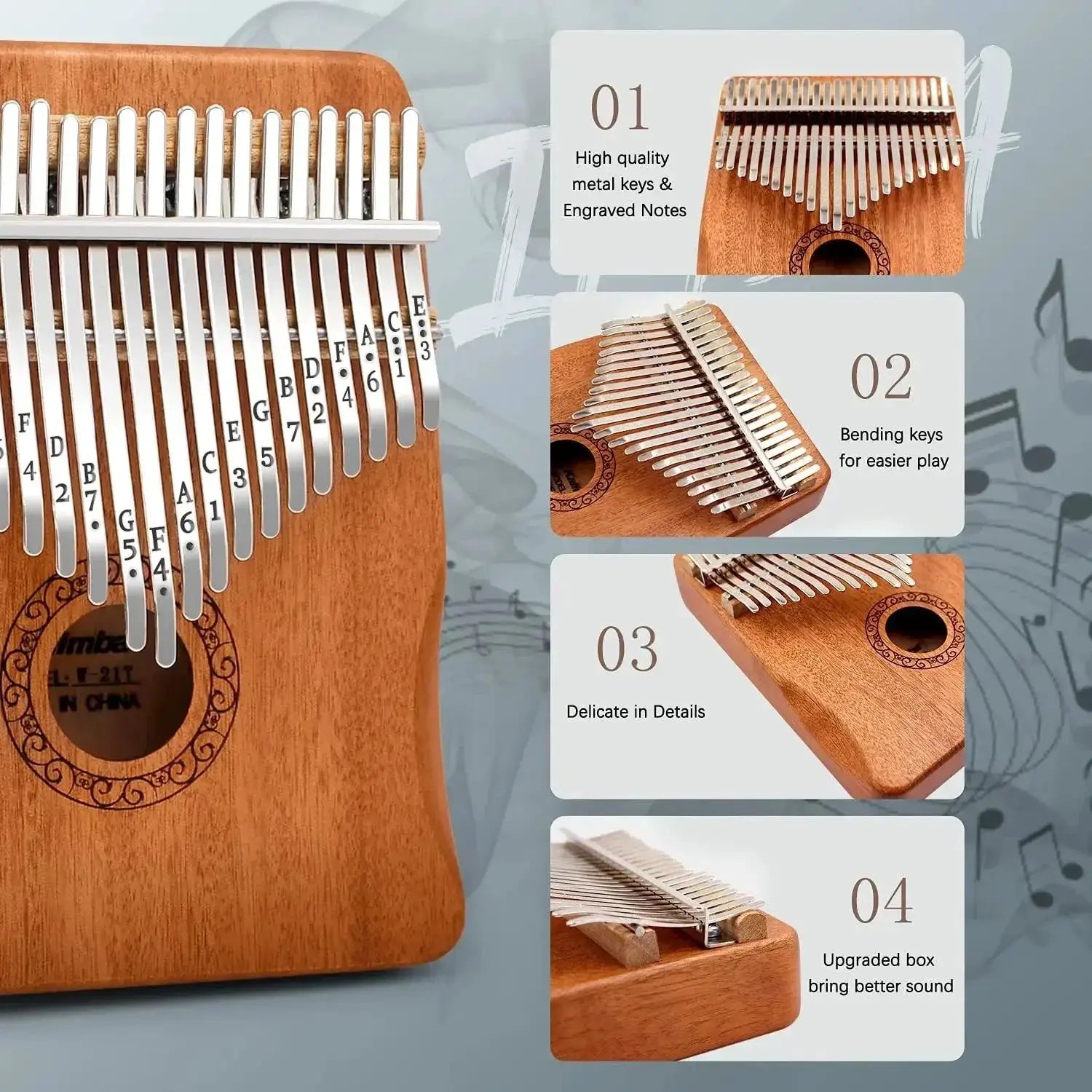 Kalimba Thumb Piano 17 21 Keys Portable Music Gift Bundle