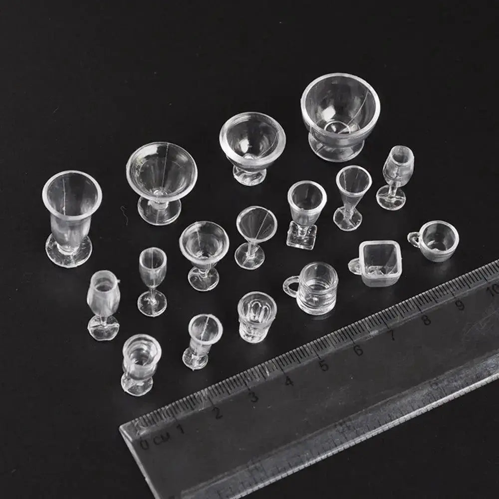 17Pcs Miniature Dollhouse Kitchen Ice Cream Bowls Cups