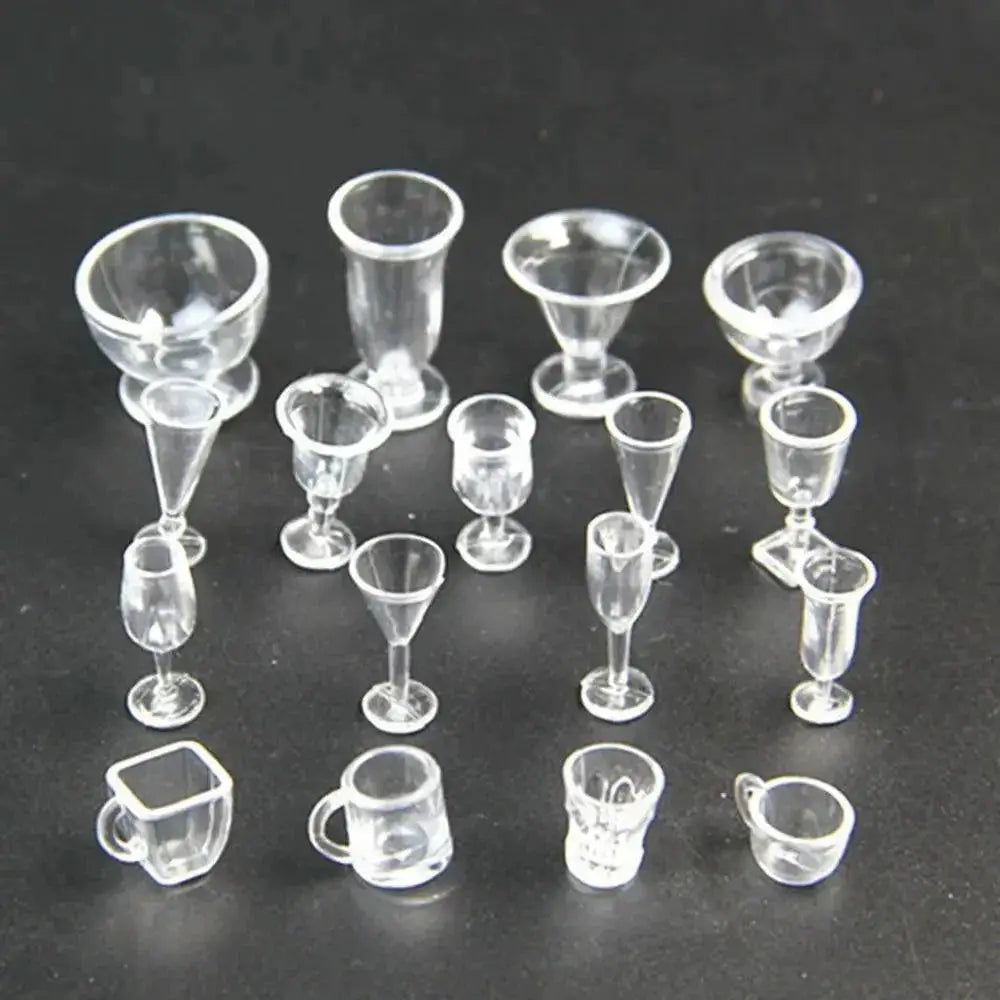 17Pcs Miniature Dollhouse Kitchen Ice Cream Bowls Cups