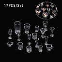 17PCS Miniature Dollhouse Kitchen Accessories Transparent Ice Cream Bowls and Cups