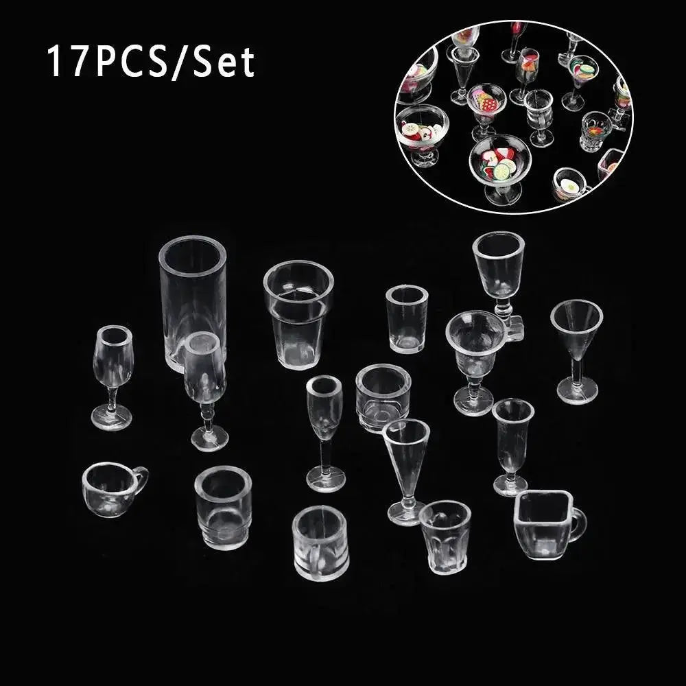 17Pcs Miniature Dollhouse Kitchen Ice Cream Bowls Cups