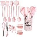 18-Piece Pink Silicone Kitchen Utensil Set Eco-Friendly Tools