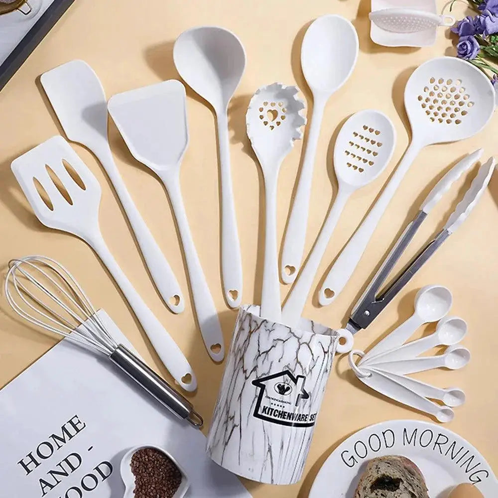 18 Pink Silicone Kitchen Utensil Set Eco Friendly Tools