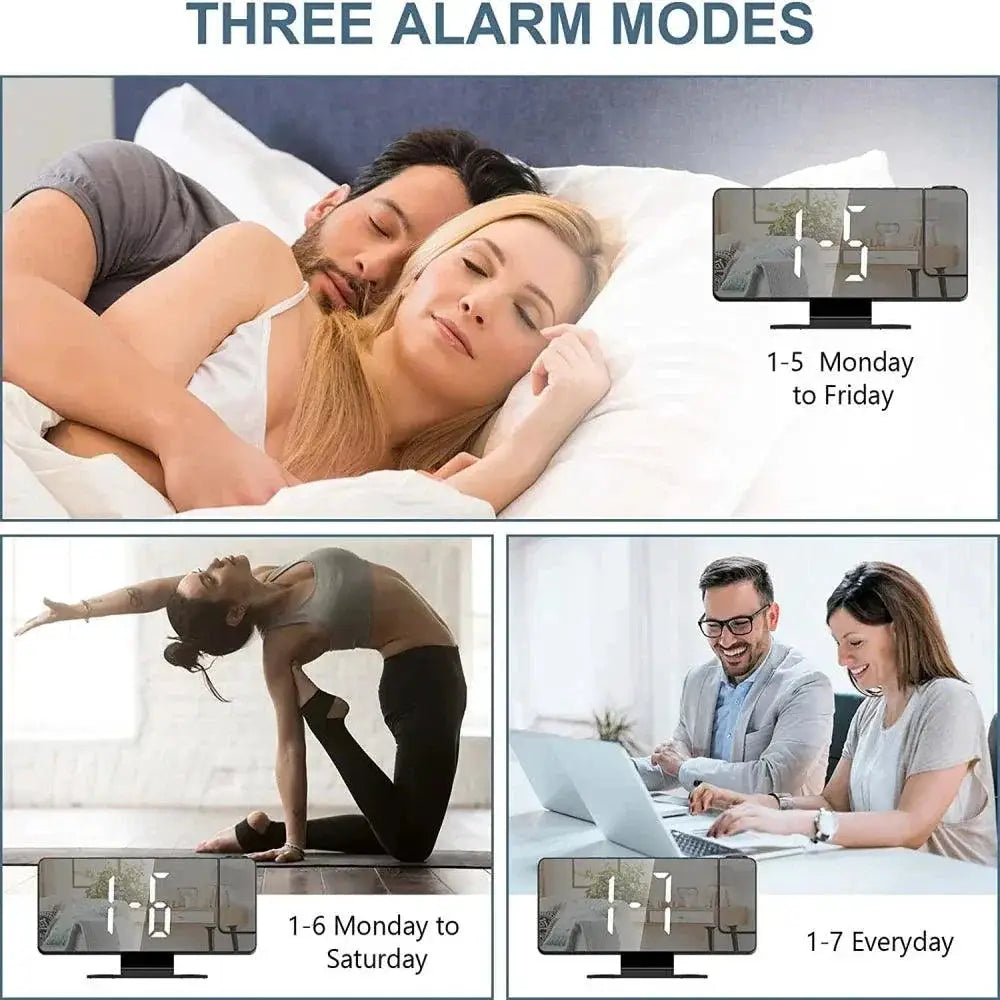 180 Degree Arm Projection LED Alarm Clock With Temp Humidity