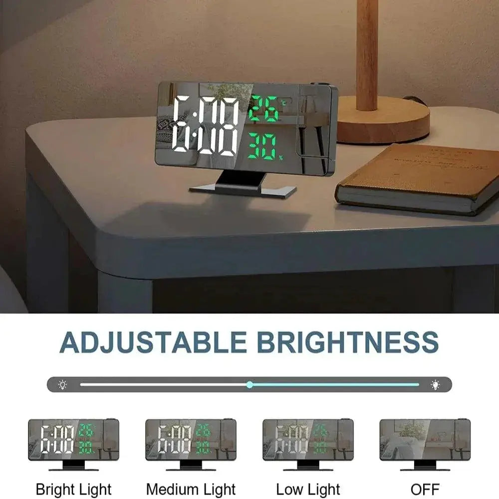 180 Degree Arm Projection LED Alarm Clock With Temp Humidity